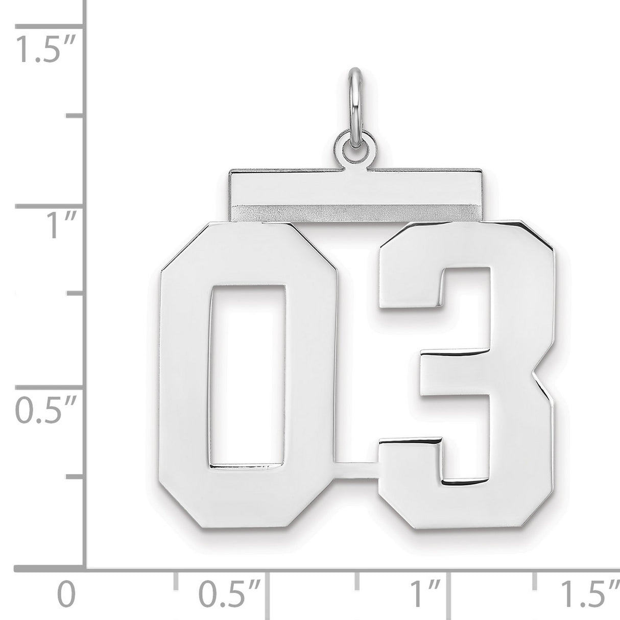 Polished Number 03 Charm Pendant in Real 925 Sterling Silver