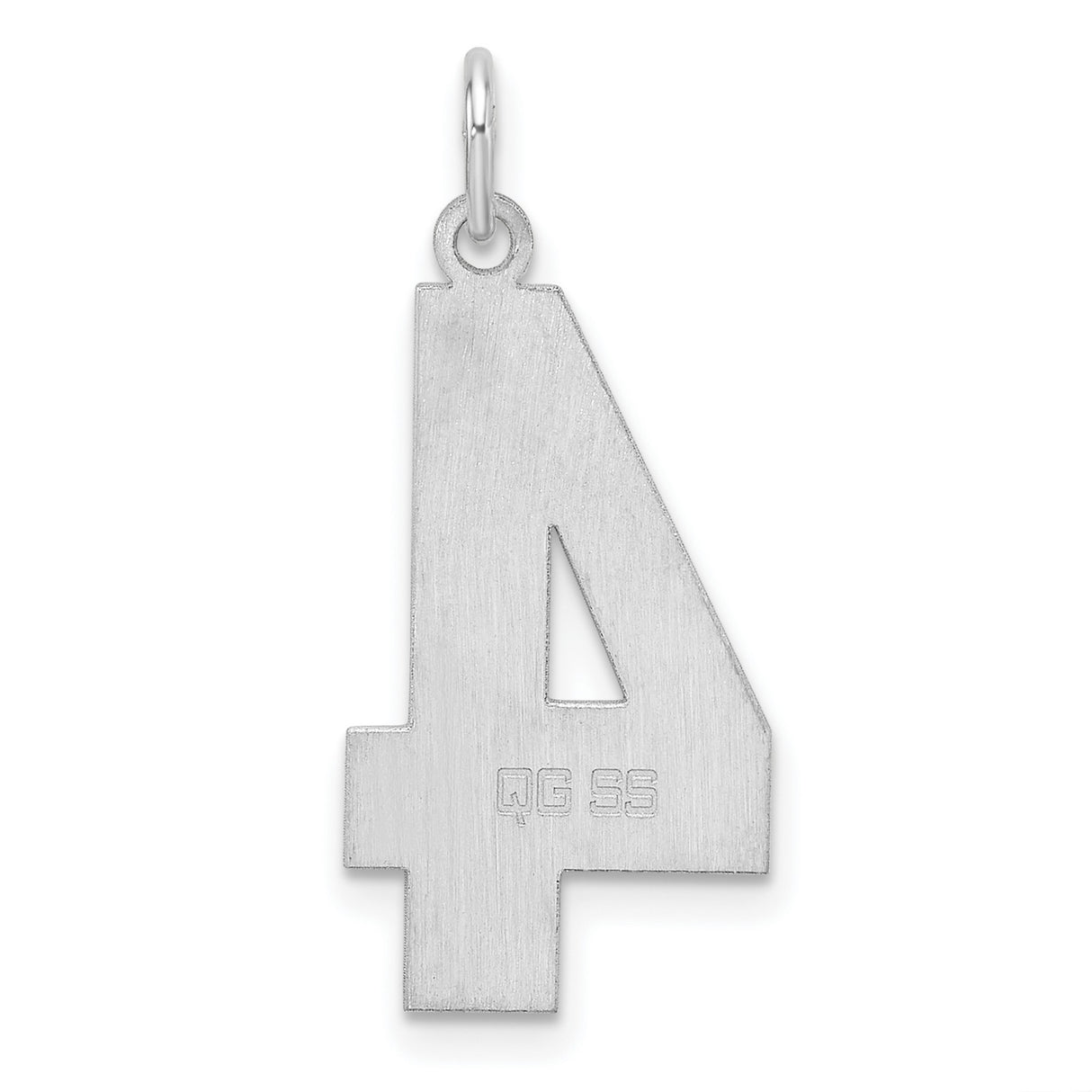 Sterling Silver Number 4 Pendant Charm, Polished Minimalist Numeric Design