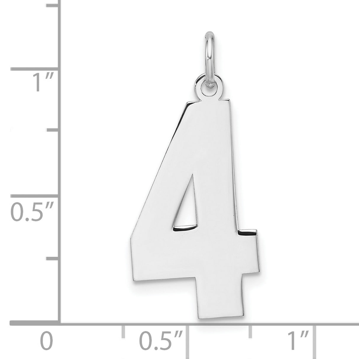 Sterling Silver Number 4 Pendant Charm, Polished Minimalist Numeric Design