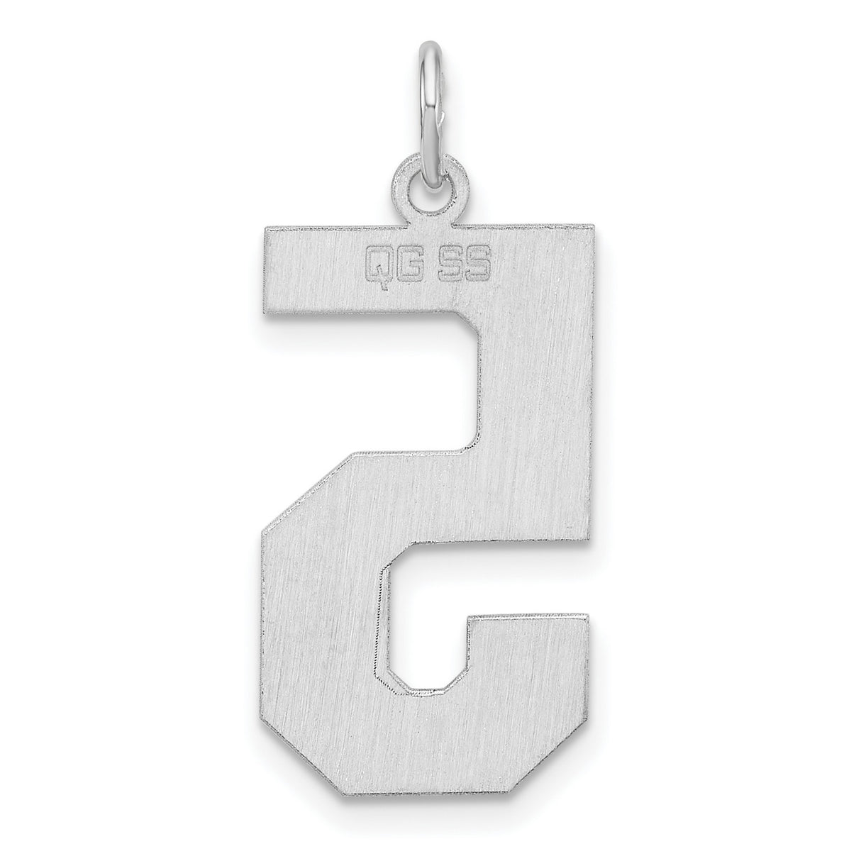 Sterling Silver Number 5 Pendant Charm in Bold Block Style, Unisex Numeric Jewelry