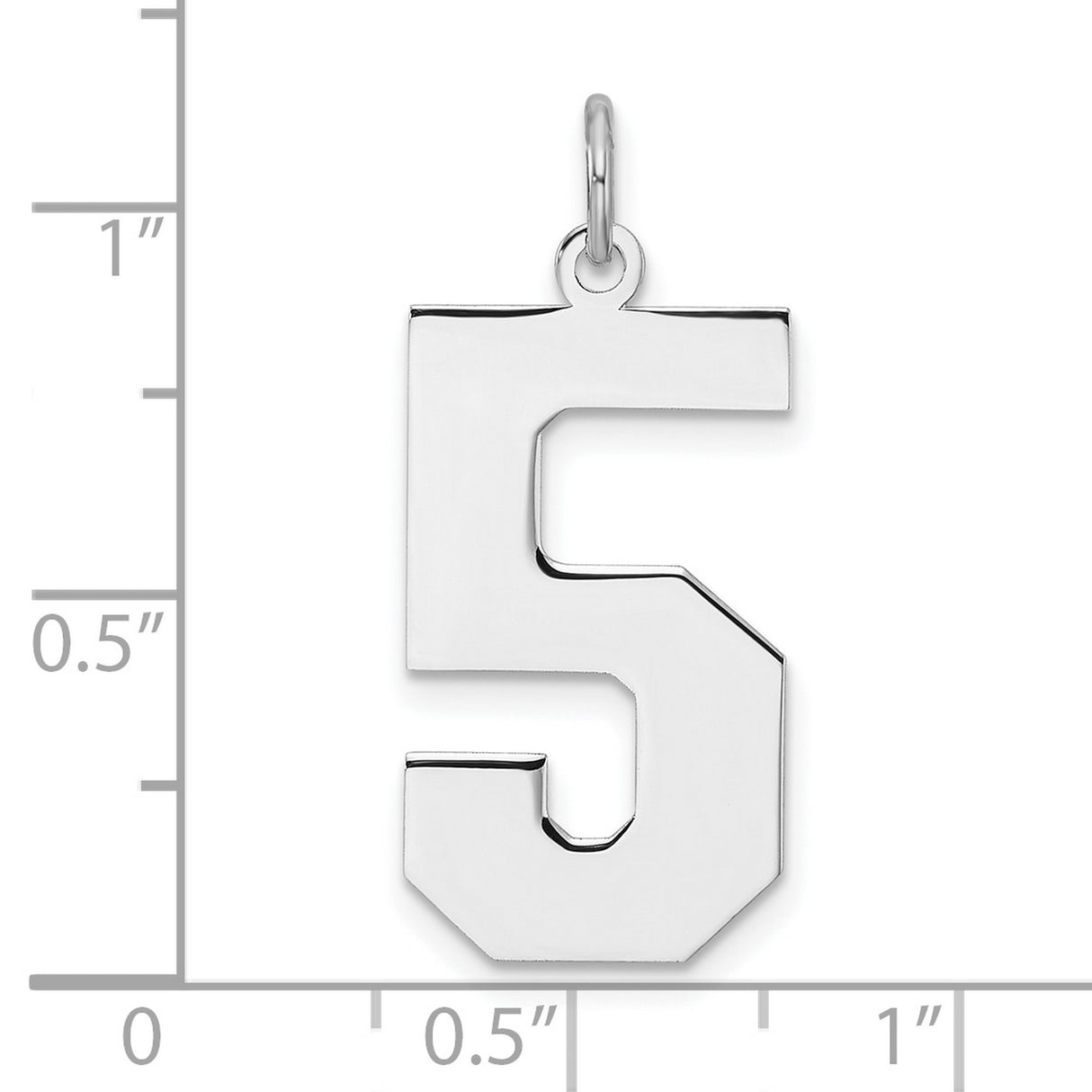 Sterling Silver Number 5 Pendant Charm in Bold Block Style, Unisex Numeric Jewelry