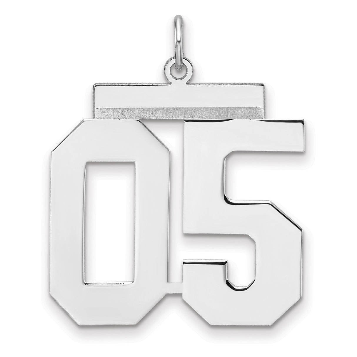 Polished Number 05 Charm Pendant in Real 925 Sterling Silver