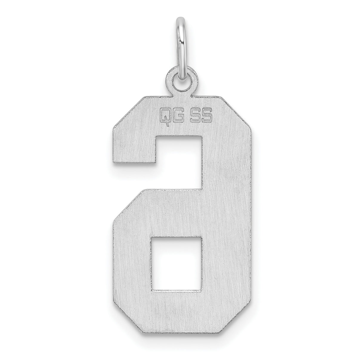 Sterling Silver Number 6 Pendant Charm, Bold Block Design, Unisex Numeric Jewelry