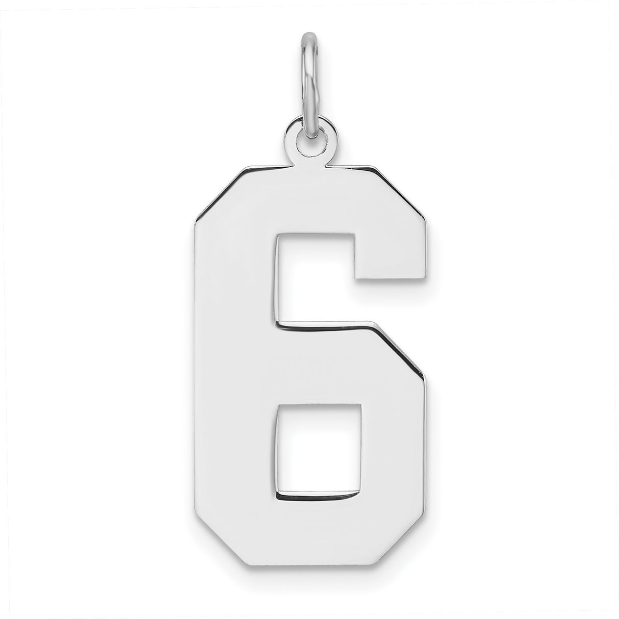 Sterling Silver Number 6 Pendant Charm, Bold Block Design, Unisex Numeric Jewelry