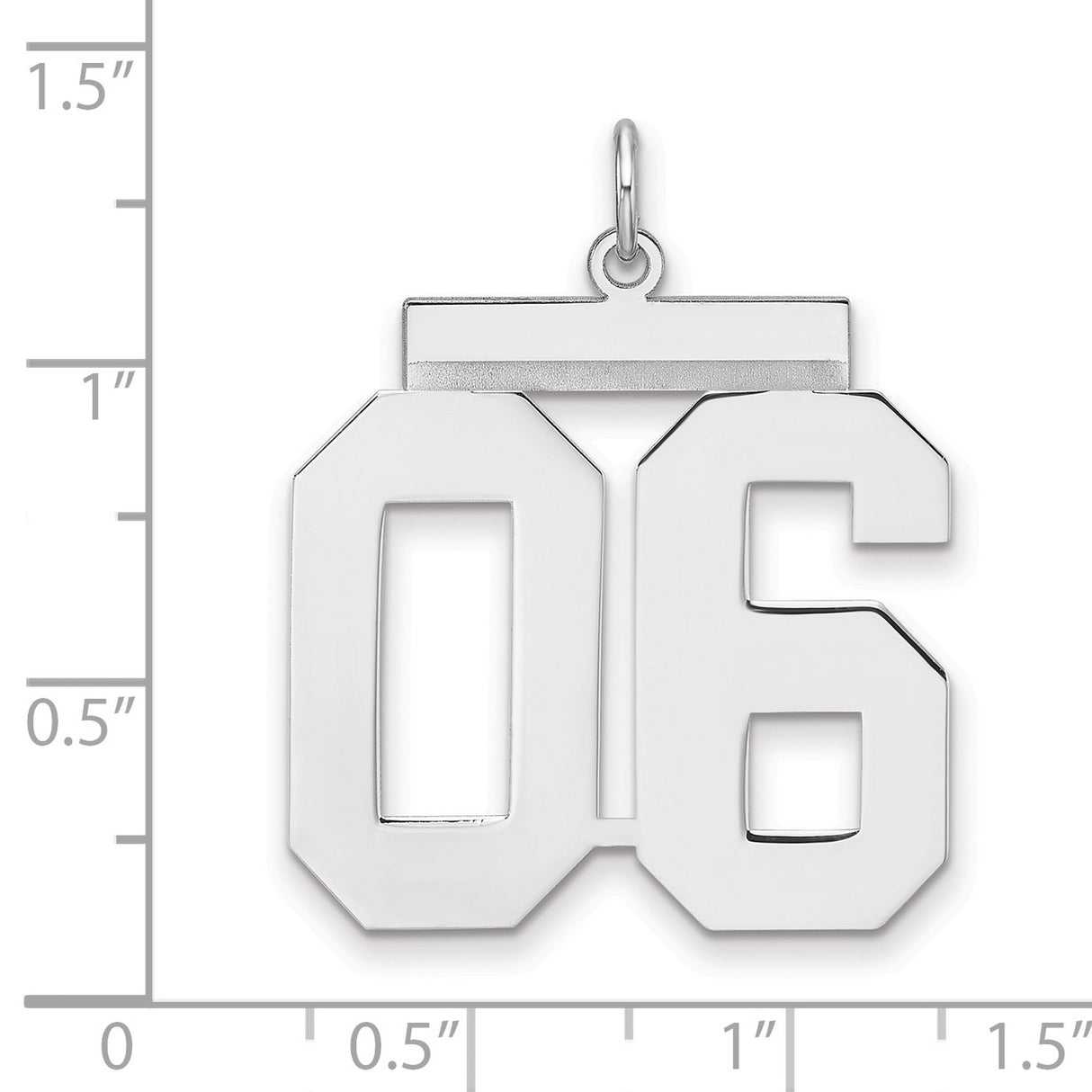 Polished Number 06 Charm Pendant in Real 925 Sterling Silver