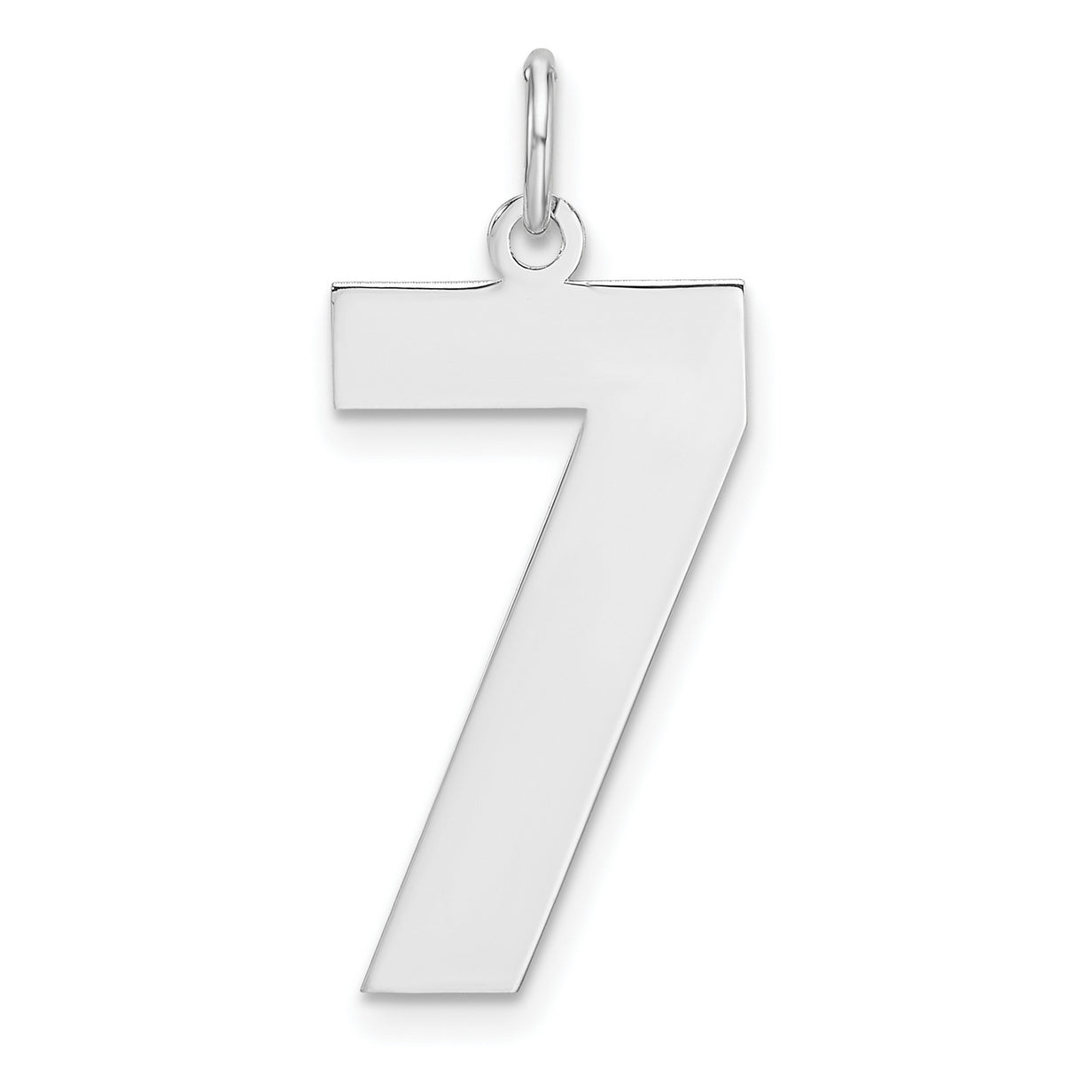 Sterling Silver Number 7 Pendant Charm, Polished Lucky Seven Unisex Jewelry