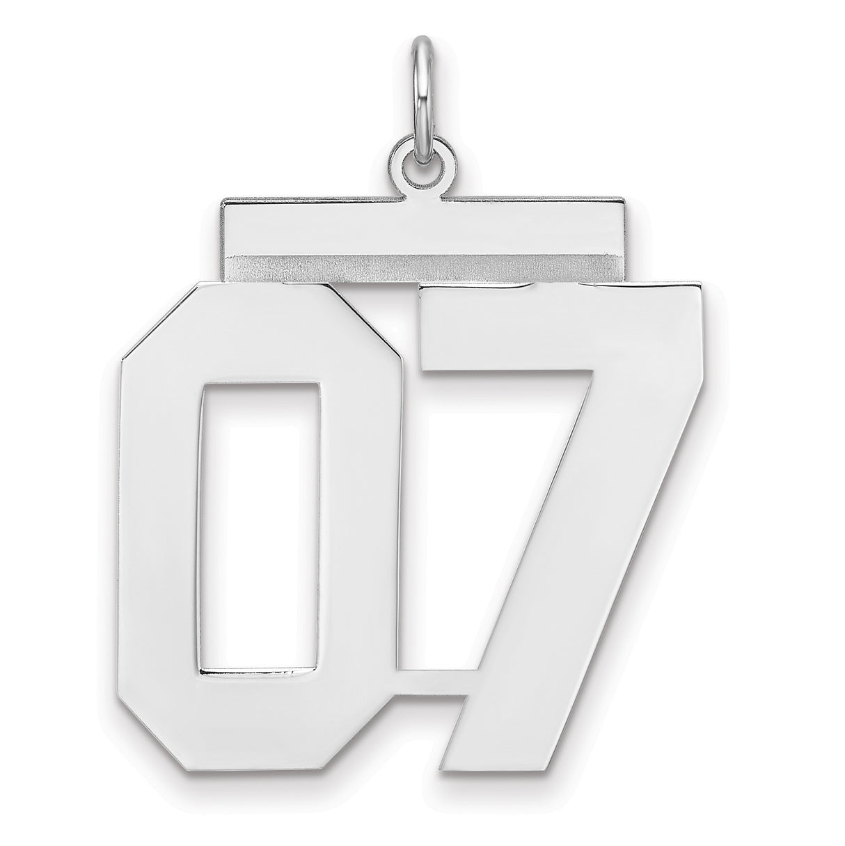 Polished Number 07 Charm Pendant in Real 925 Sterling Silver