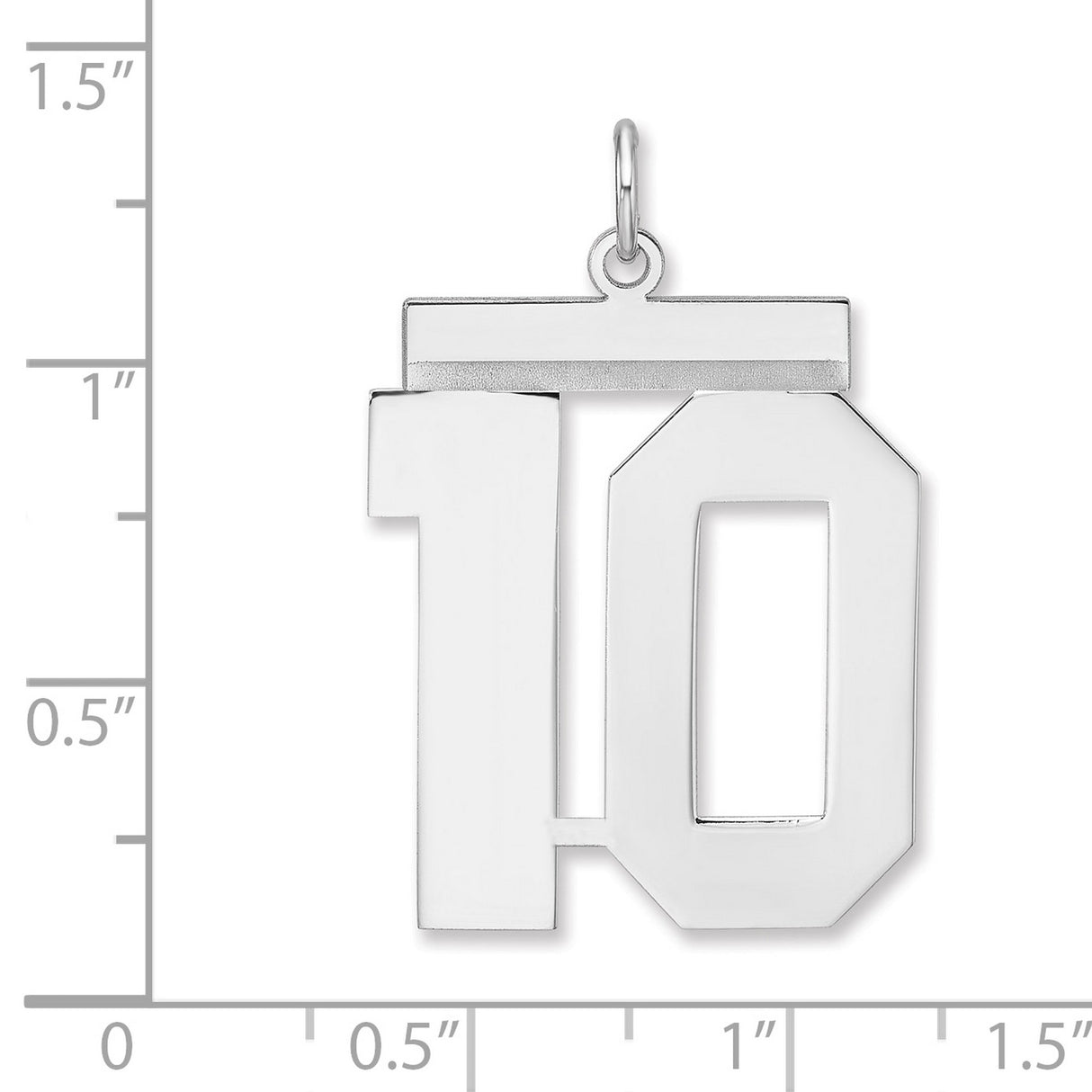 Polished Number 10 Charm Pendant in Real 925 Sterling Silver