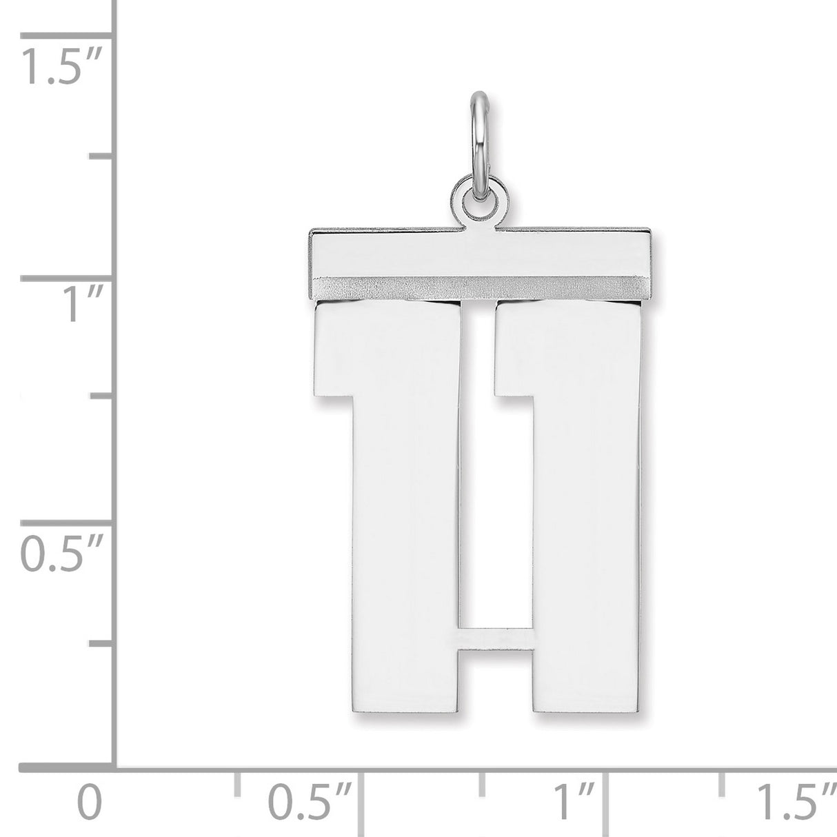 Polished Number 11 Charm Pendant in Real 925 Sterling Silver