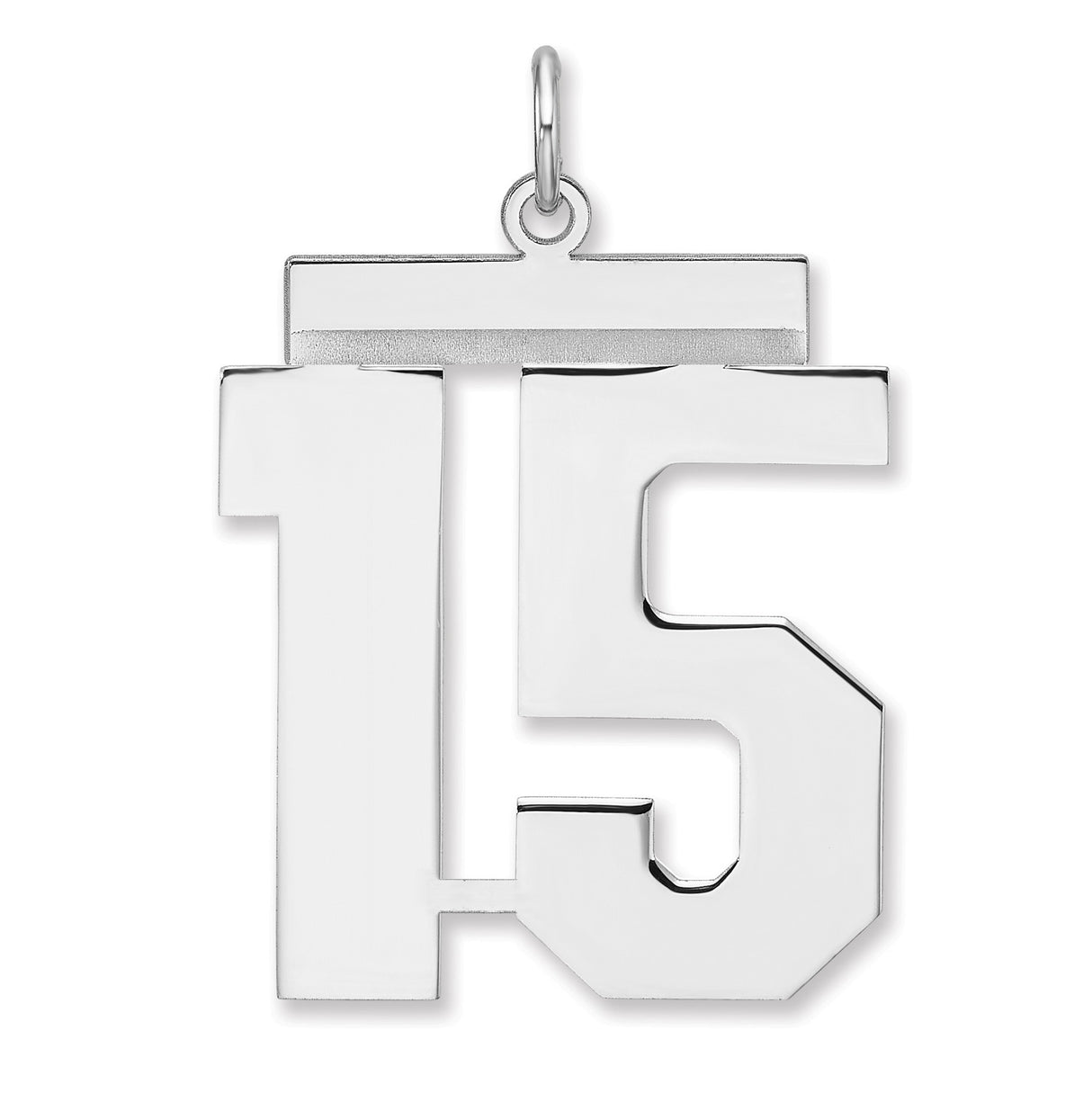 Polished Number 15 Charm Pendant in Real 925 Sterling Silver