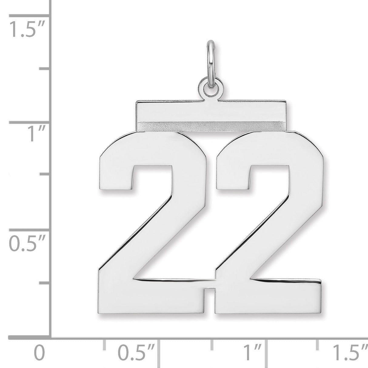 Polished Number 22 Charm Pendant in Real 925 Sterling Silver