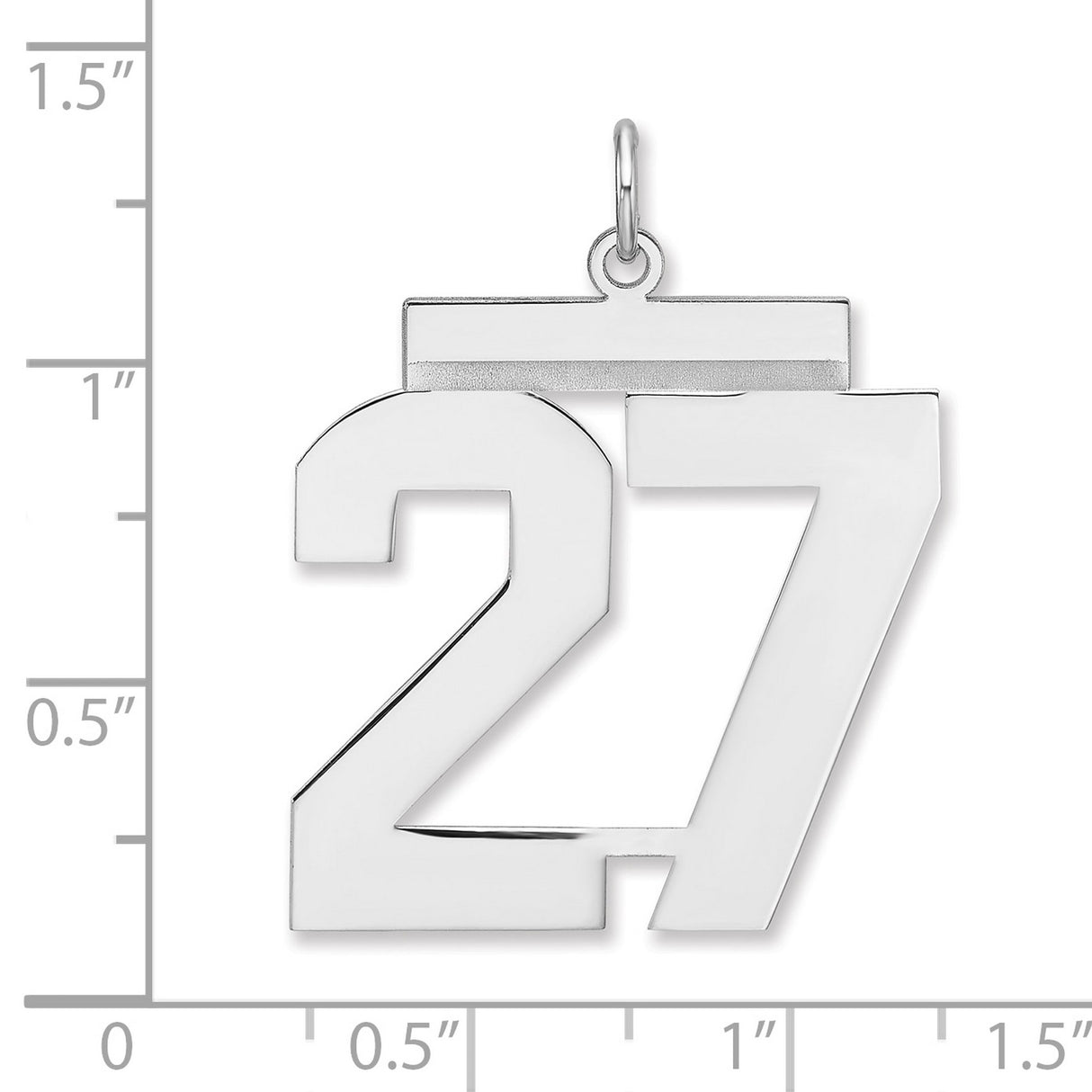 Polished Number 27 Charm Pendant in Real 925 Sterling Silver