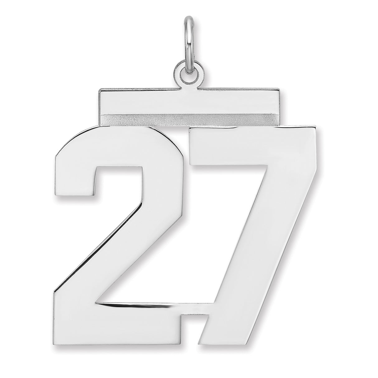 Polished Number 27 Charm Pendant in Real 925 Sterling Silver