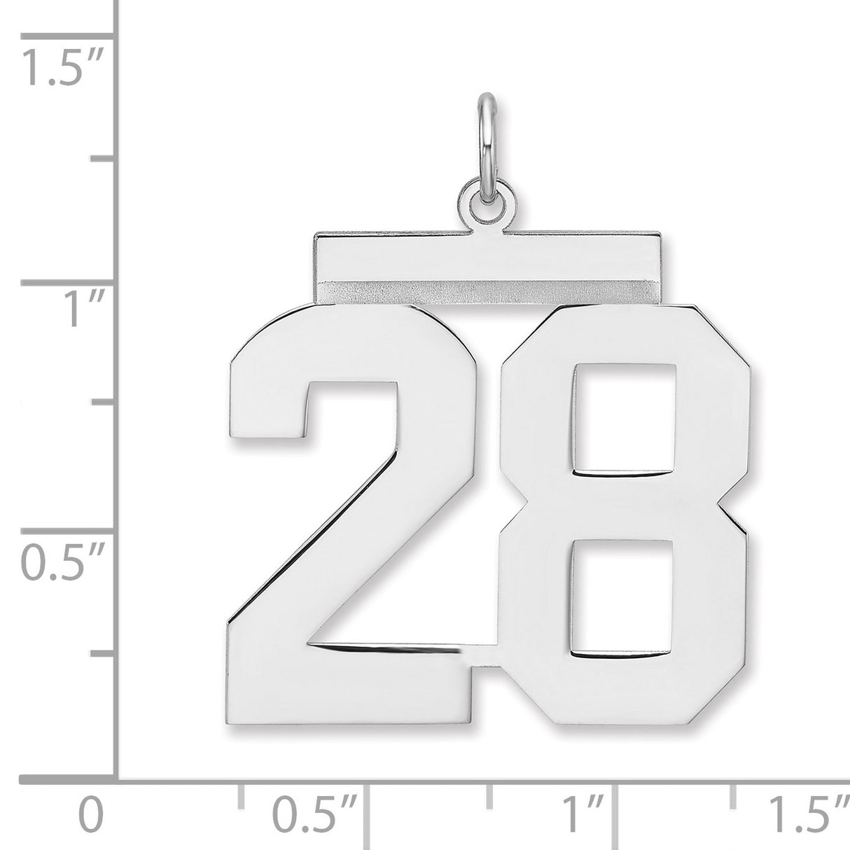 Polished Number 28 Charm Pendant in Real 925 Sterling Silver