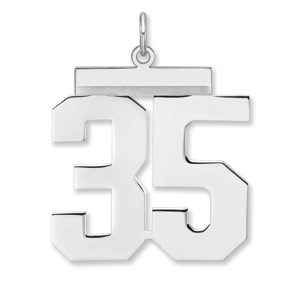 Polished Number 35 Charm Pendant in Real 925 Sterling Silver