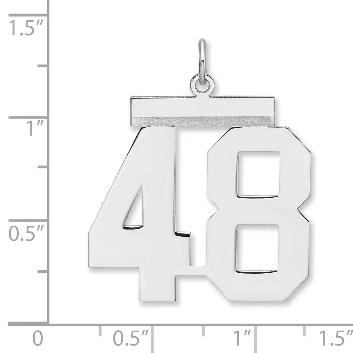 Polished Number 48 Charm Pendant in Real 925 Sterling Silver
