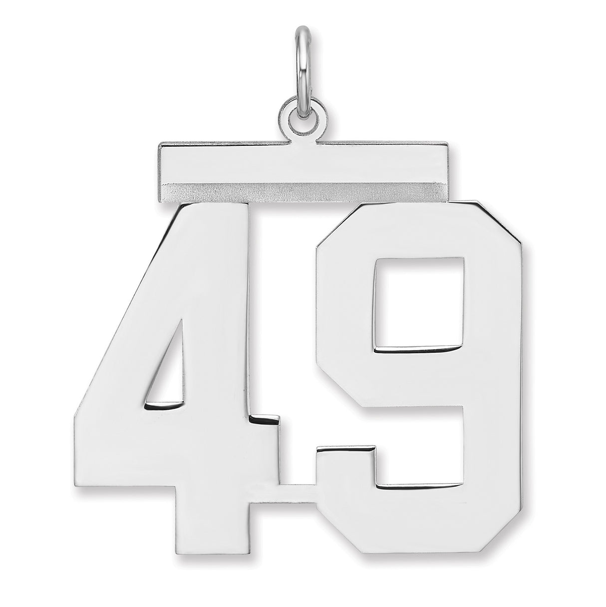 Polished Number 49 Charm Pendant in Real 925 Sterling Silver