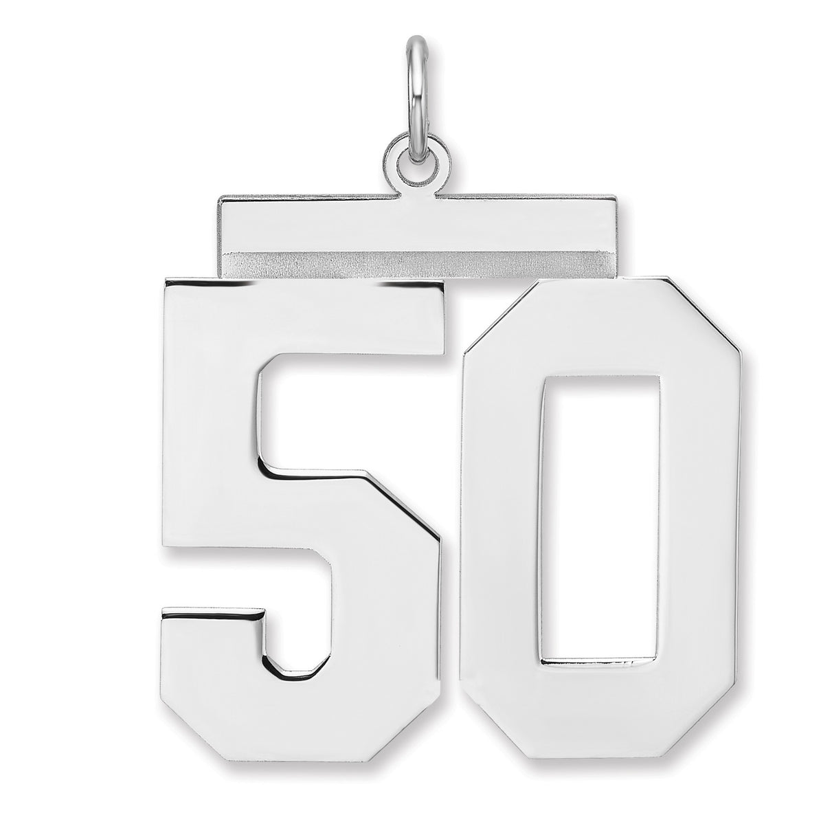 Polished Number 50 Charm Pendant in Real 925 Sterling Silver