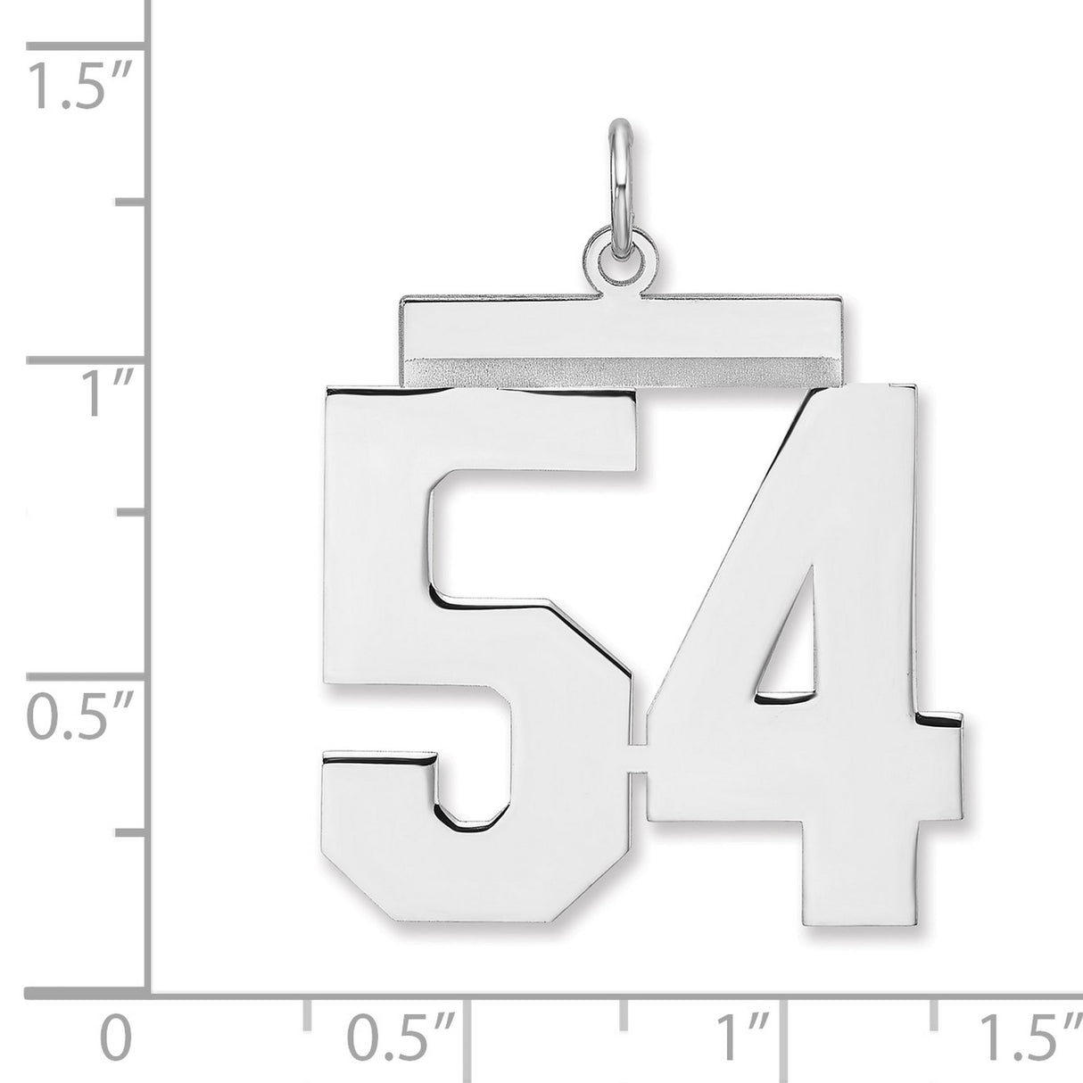 Polished Number 54 Charm Pendant in Real 925 Sterling Silver