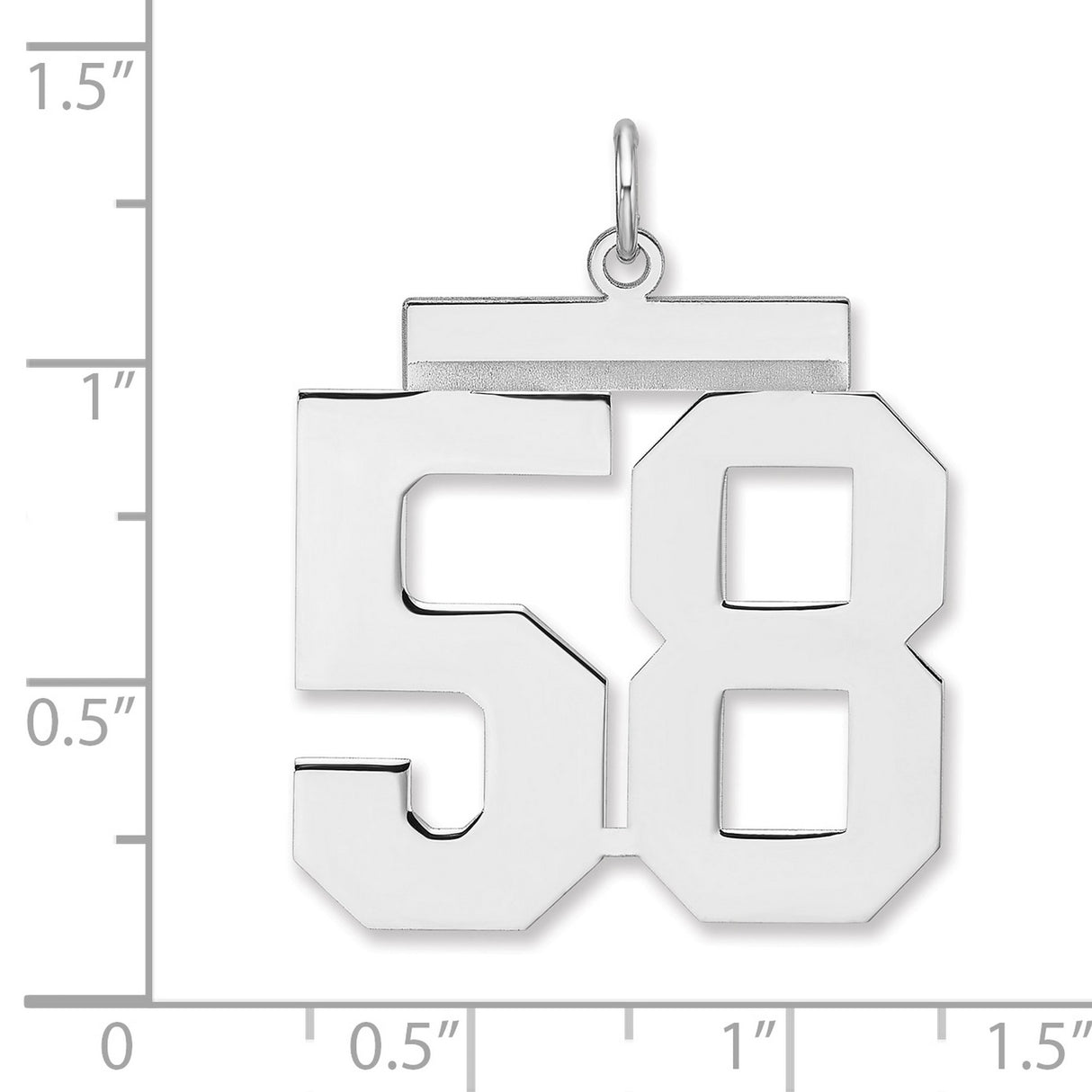 Polished Number 58 Charm Pendant in Real 925 Sterling Silver