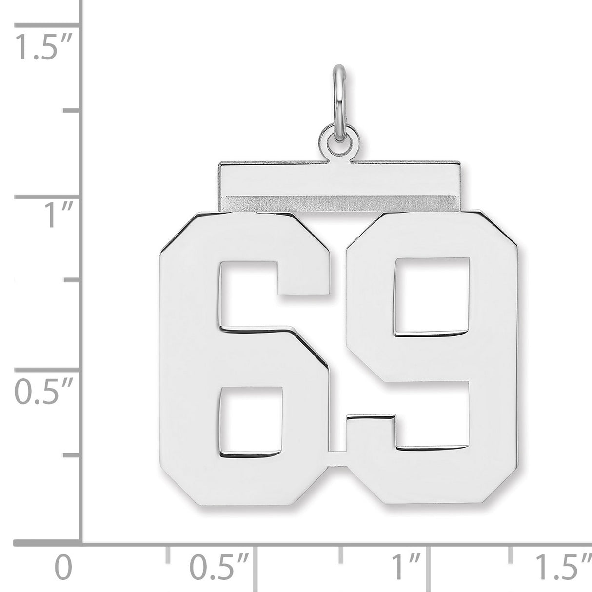 Polished Number 69 Charm Pendant in Real 925 Sterling Silver