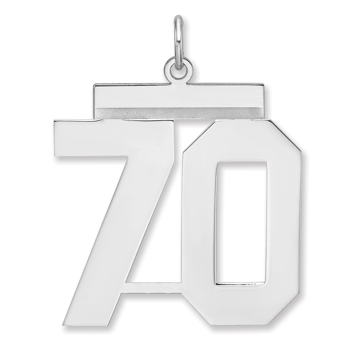 Polished Number 70 Charm Pendant in Real 925 Sterling Silver