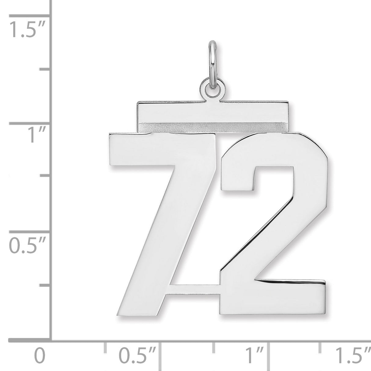 Polished Number 72 Charm Pendant in Real 925 Sterling Silver