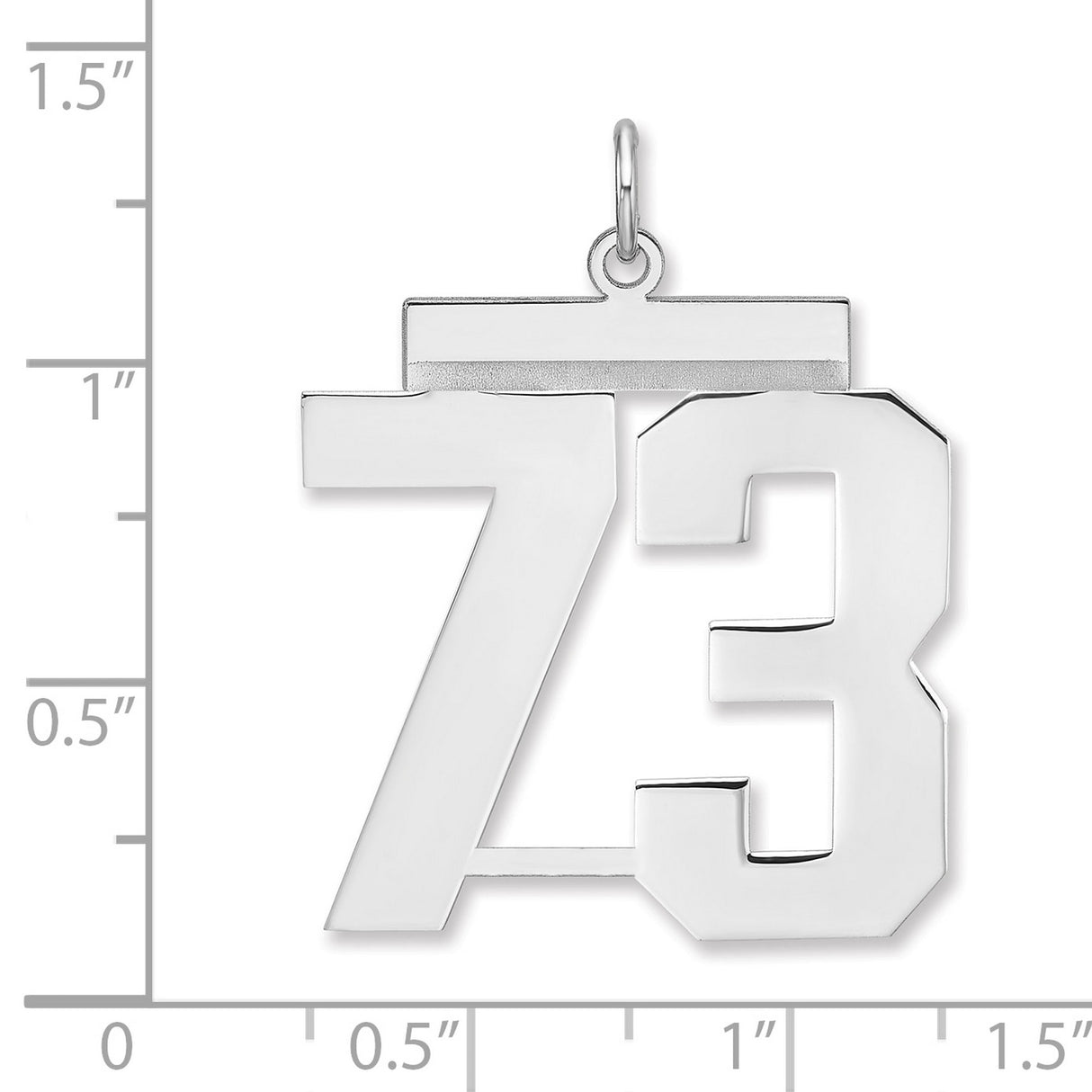 Polished Number 73 Charm Pendant in Real 925 Sterling Silver