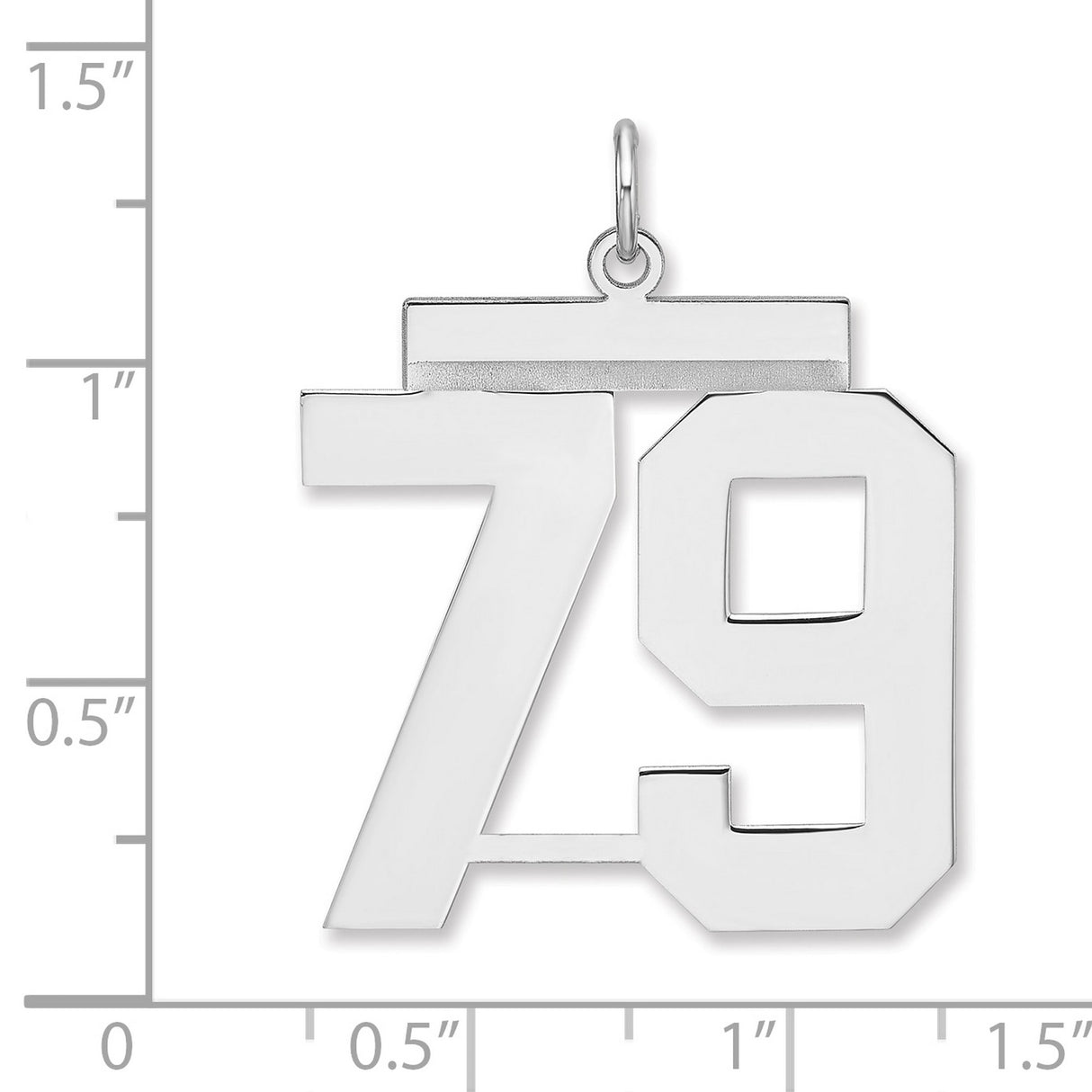 Polished Number 79 Charm Pendant in Real 925 Sterling Silver