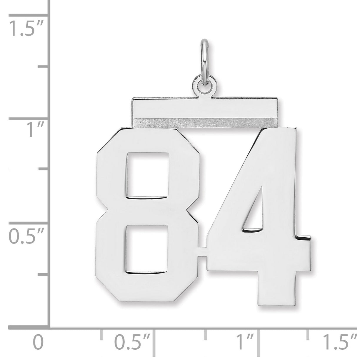 Polished Number 84 Charm Pendant in Real 925 Sterling Silver