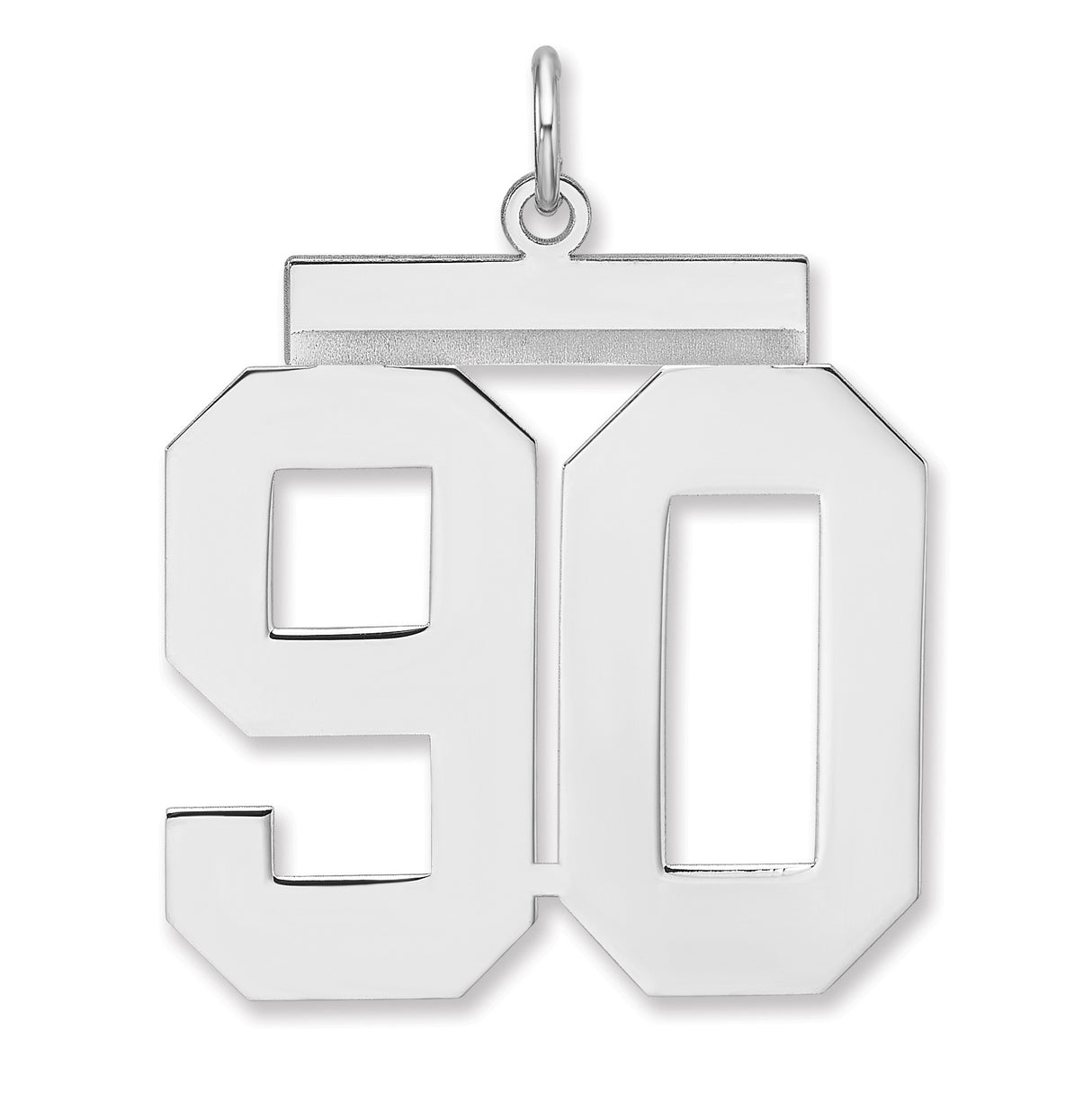 Polished Number 90 Charm Pendant in Real 925 Sterling Silver