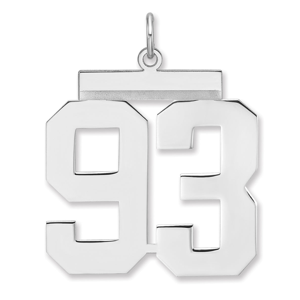 Polished Number 93 Charm Pendant in Real 925 Sterling Silver