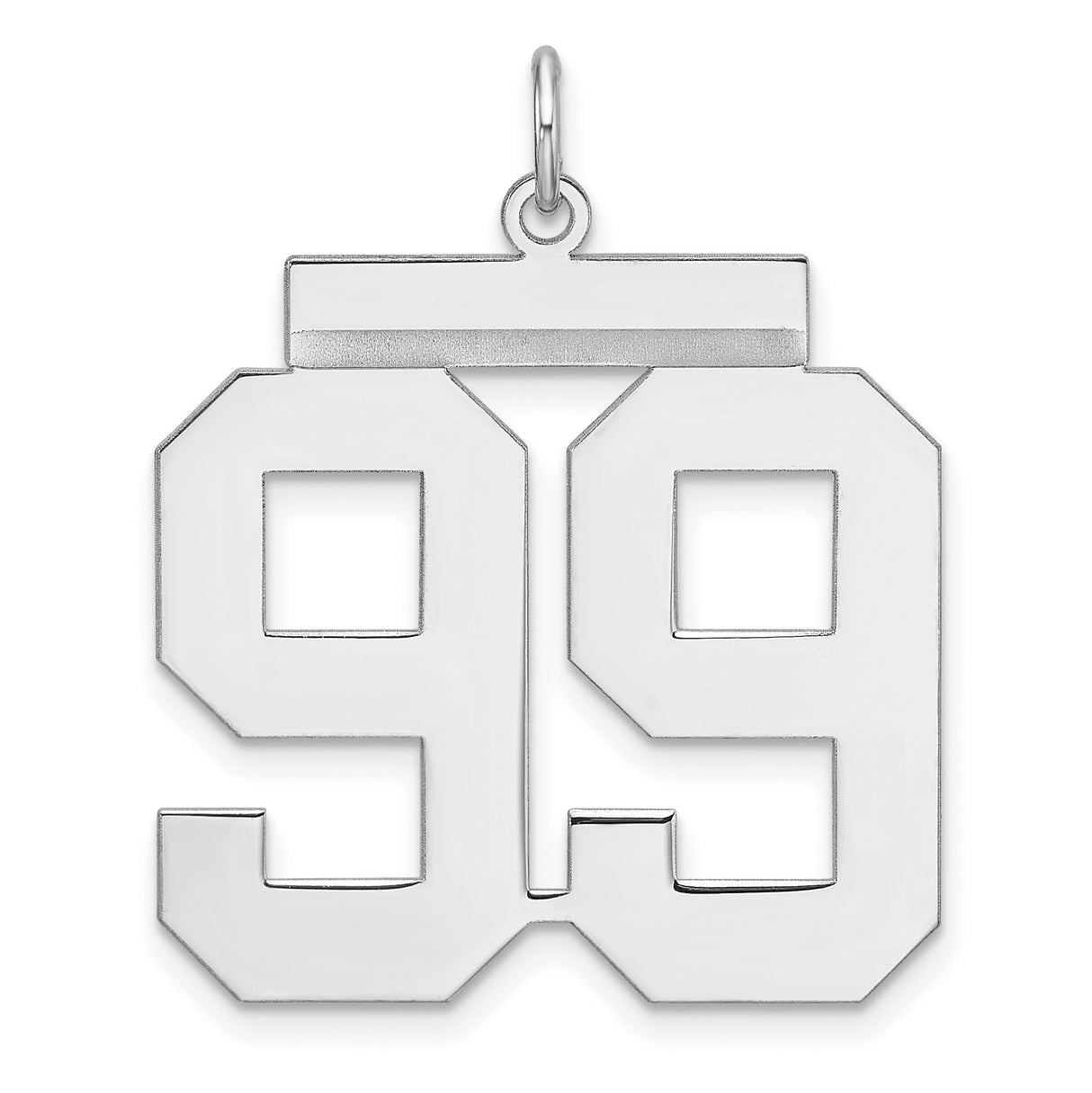 Sterling Silver Number 99 Pendant, Bold Block Numerals Sports Charm, Unisex Athletic Jewelry