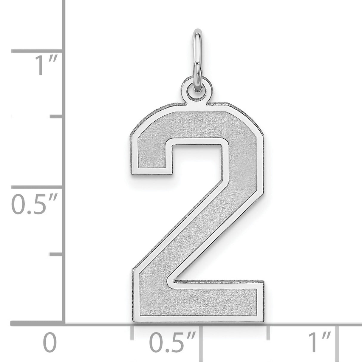 Sterling Silver Number 2 Pendant Charm with Bold Outline and Matte Interior Detail