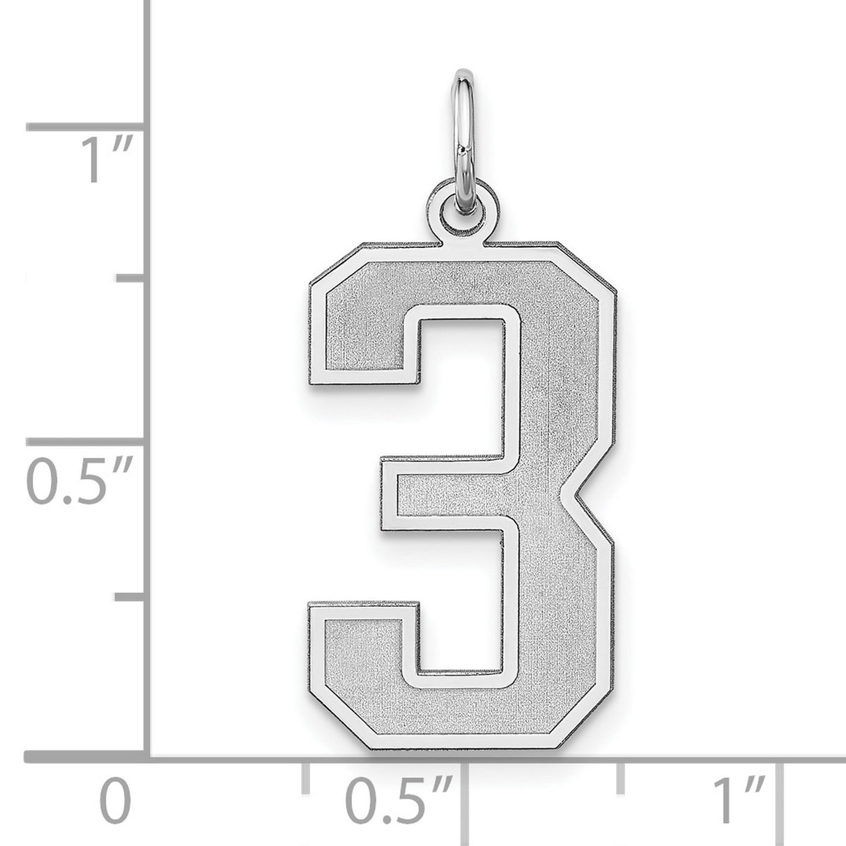Sterling Silver Number 3 Pendant Charm, Bold Block Style, Minimalist Unisex Jewelry
