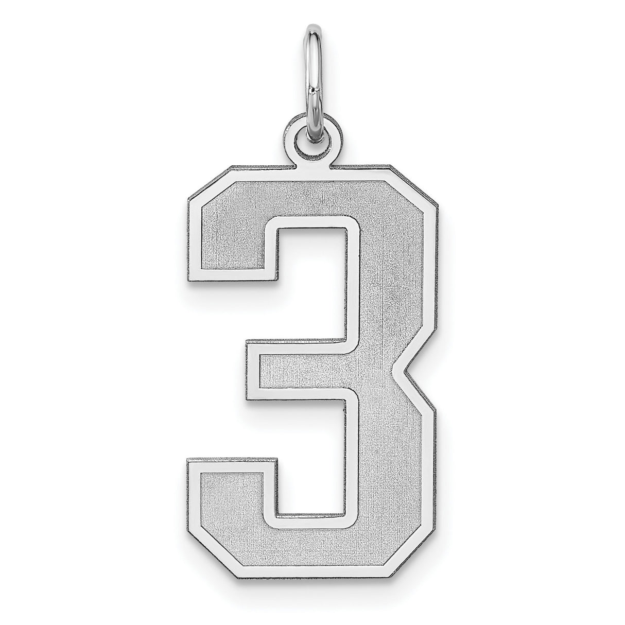 Sterling Silver Number 3 Pendant Charm, Bold Block Style, Minimalist Unisex Jewelry