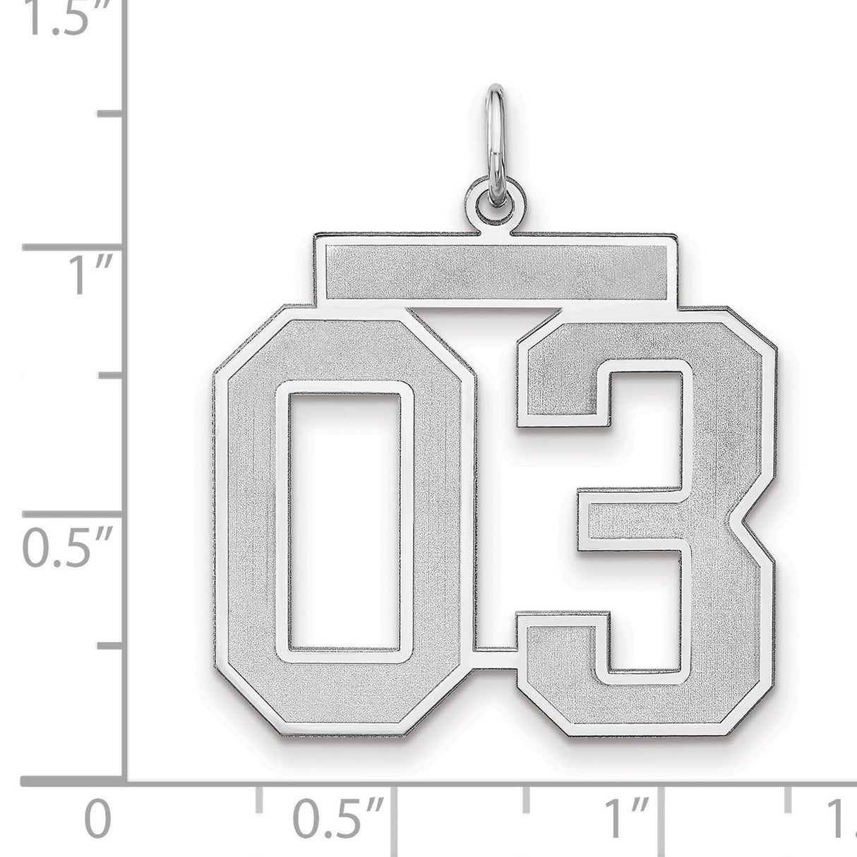 Satin Number 03 Charm Pendant in Real 925 Sterling Silver