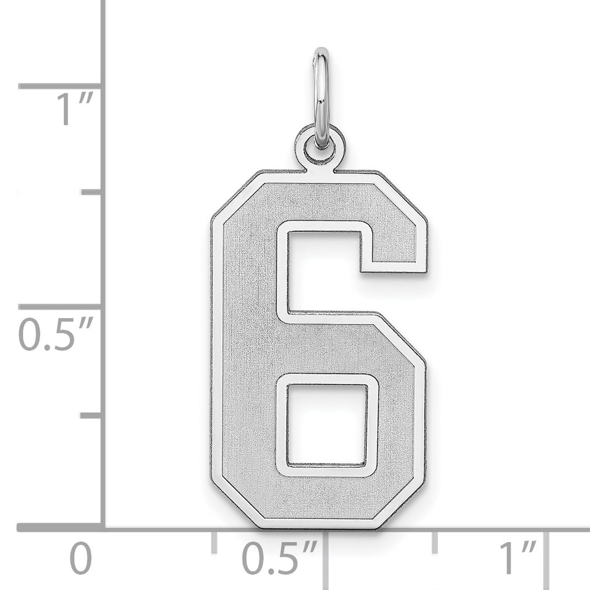Sterling Silver Number 6 Pendant, Bold Varsity Style Charm for Men and Women