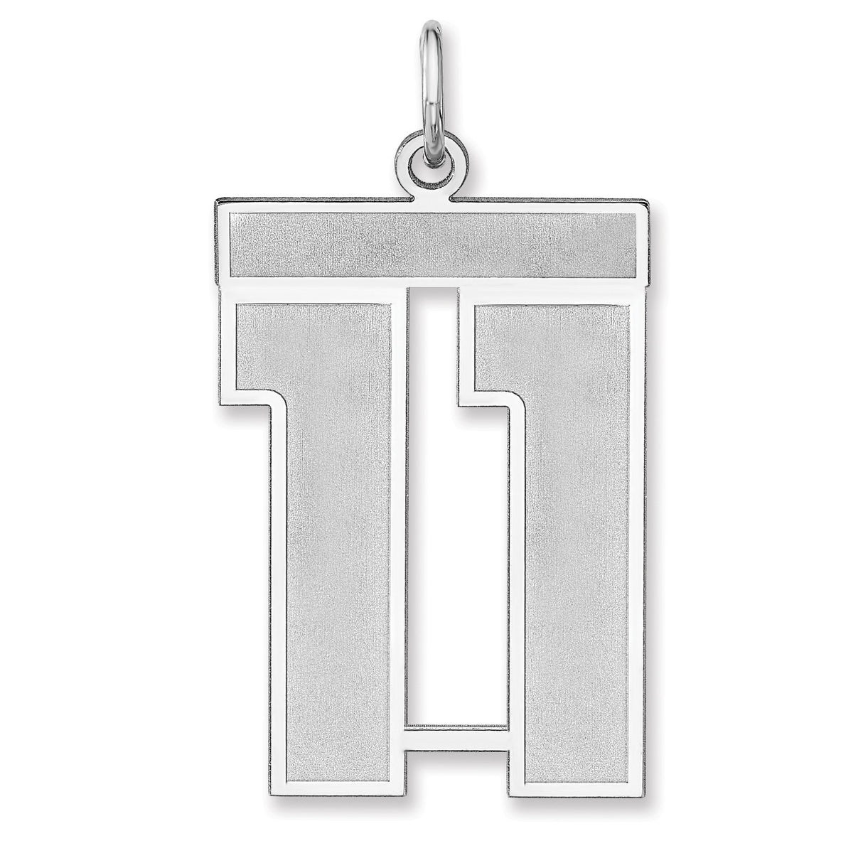 Satin Number 11 Charm Pendant in Real 925 Sterling Silver