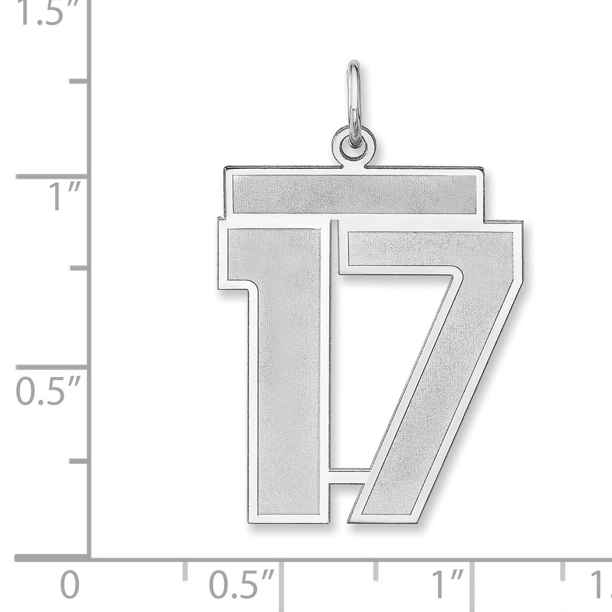 Satin Number 17 Charm Pendant in Real 925 Sterling Silver