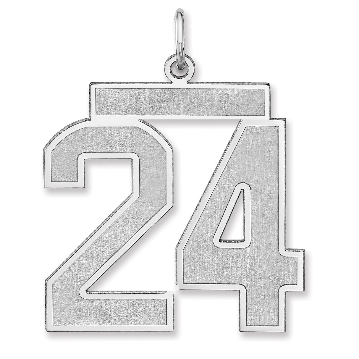 Satin Number 24 Charm Pendant in Real 925 Sterling Silver