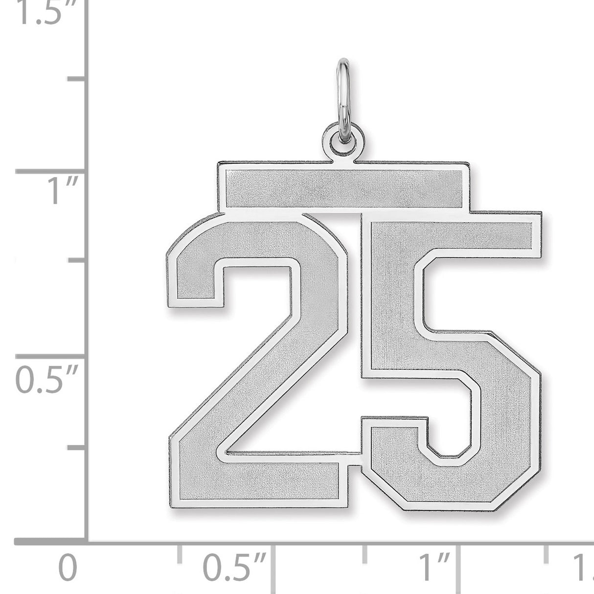 Satin Number 25 Charm Pendant in Real 925 Sterling Silver