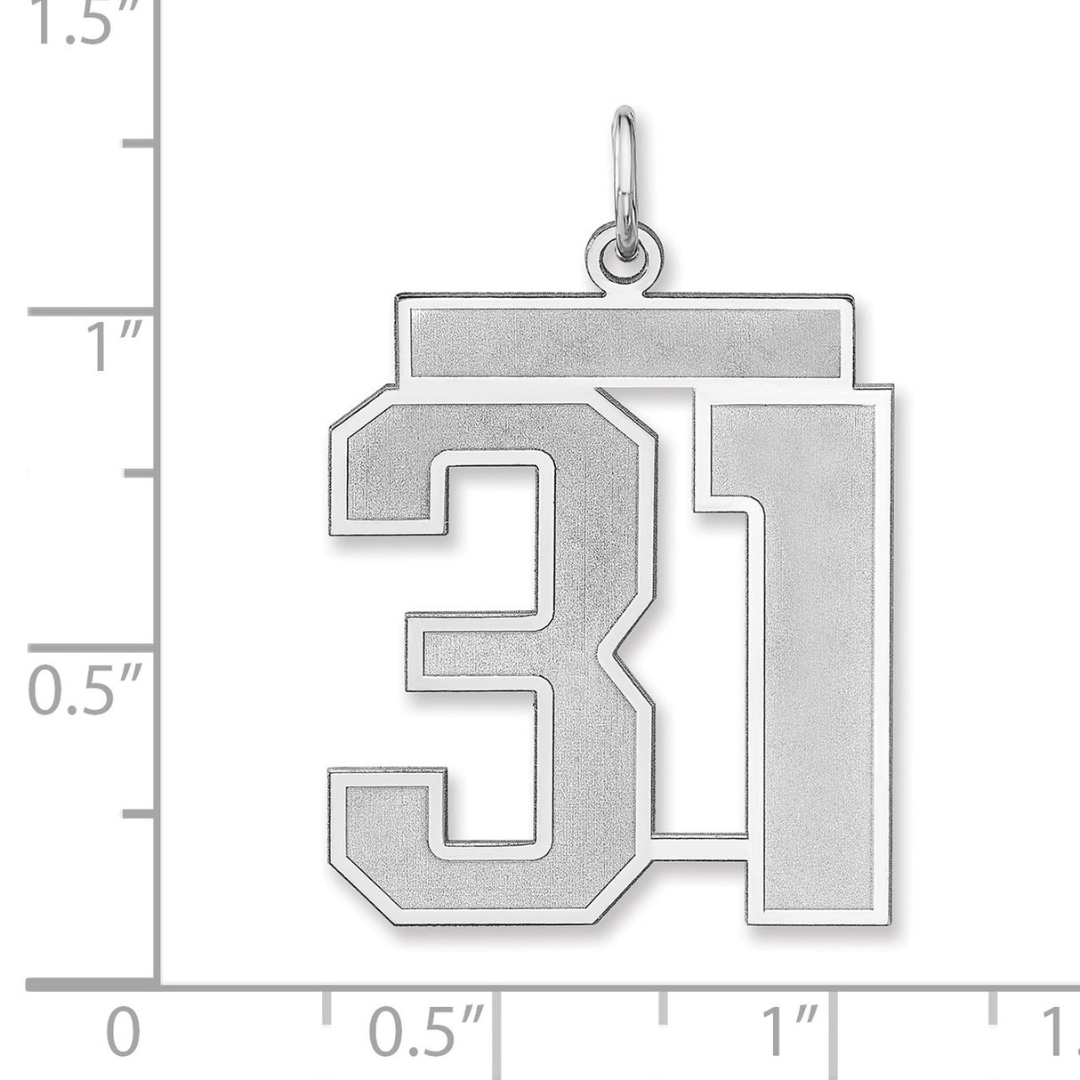 Satin Number 31 Charm Pendant in Real 925 Sterling Silver