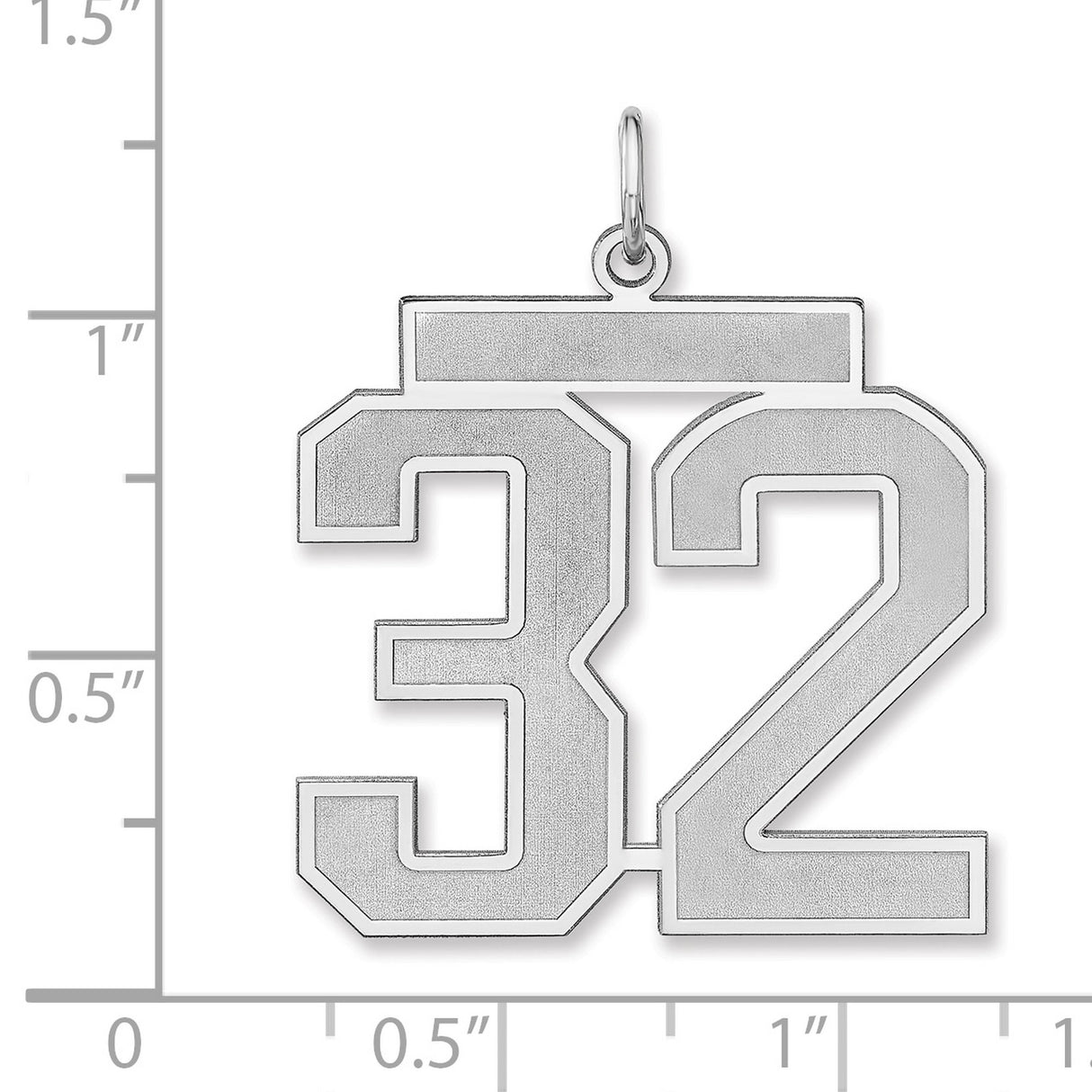 Satin Number 32 Charm Pendant in Real 925 Sterling Silver