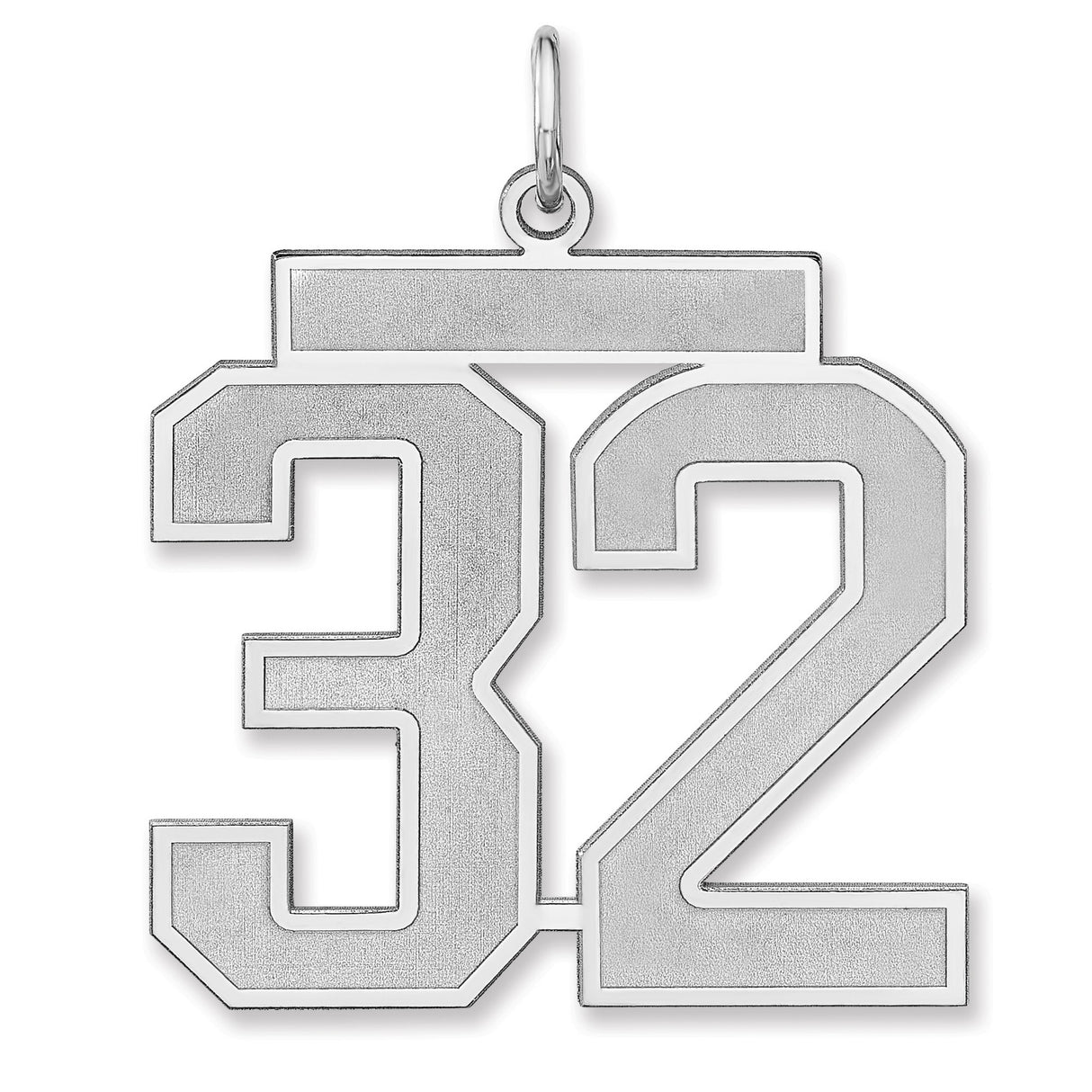 Satin Number 32 Charm Pendant in Real 925 Sterling Silver