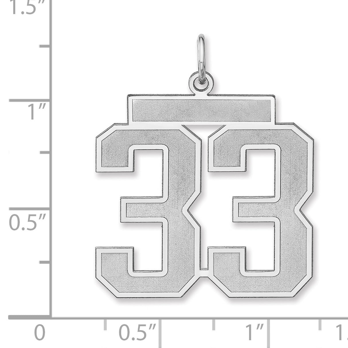 Satin Number 33 Charm Pendant in Real 925 Sterling Silver