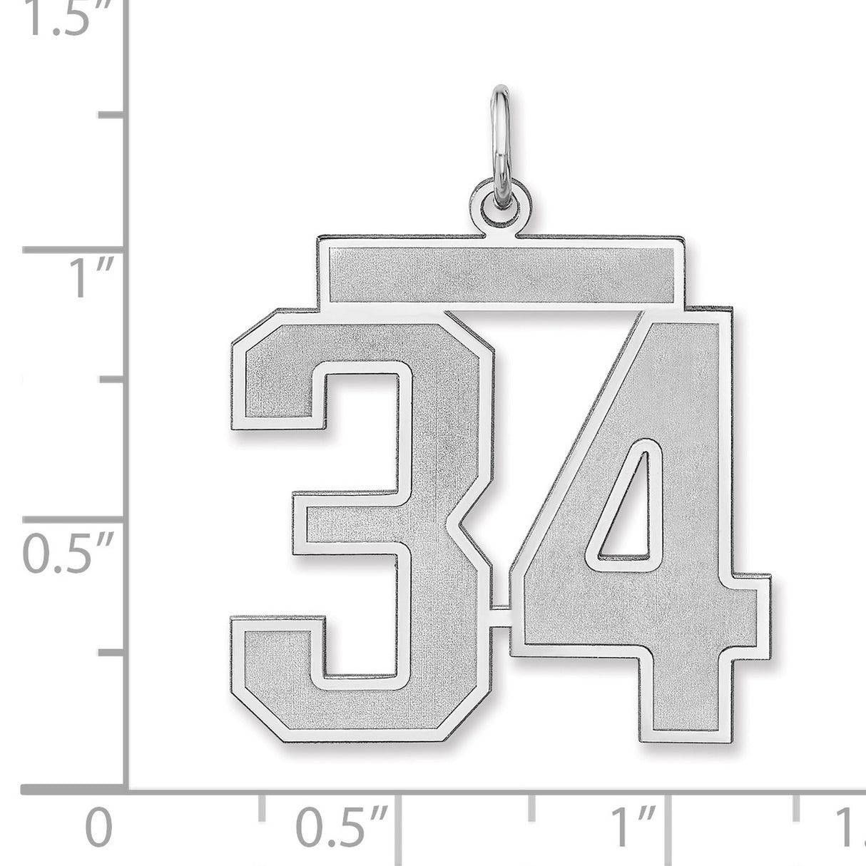 Satin Number 34 Charm Pendant in Real 925 Sterling Silver