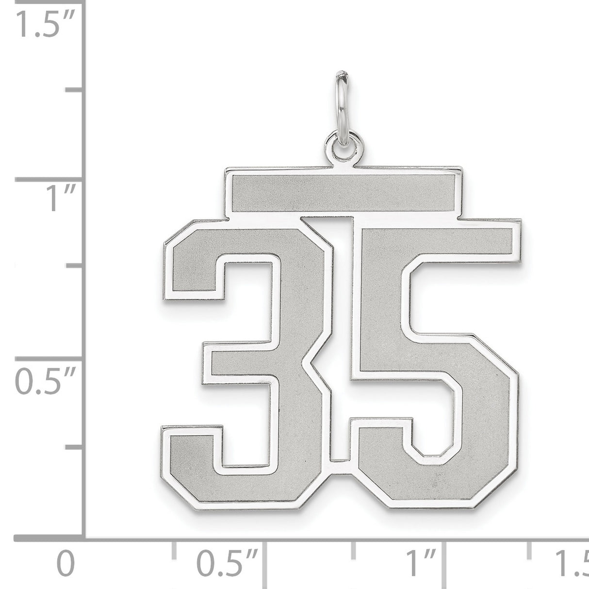 Satin Number 35 Charm Pendant in Real 925 Sterling Silver