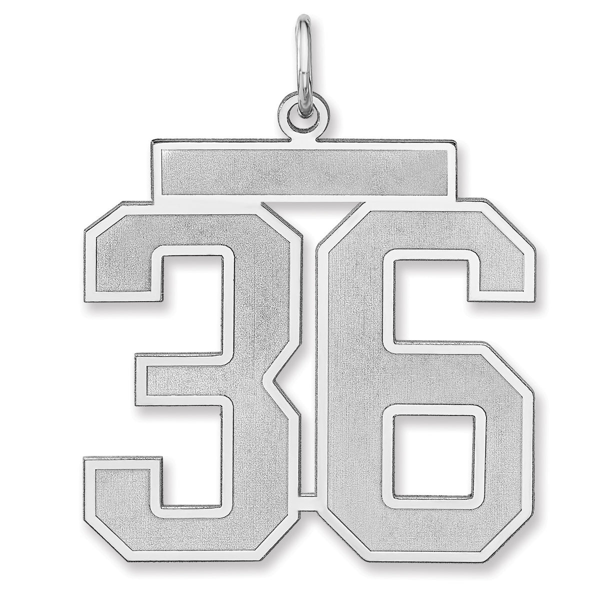 Satin Number 36 Charm Pendant in Real 925 Sterling Silver