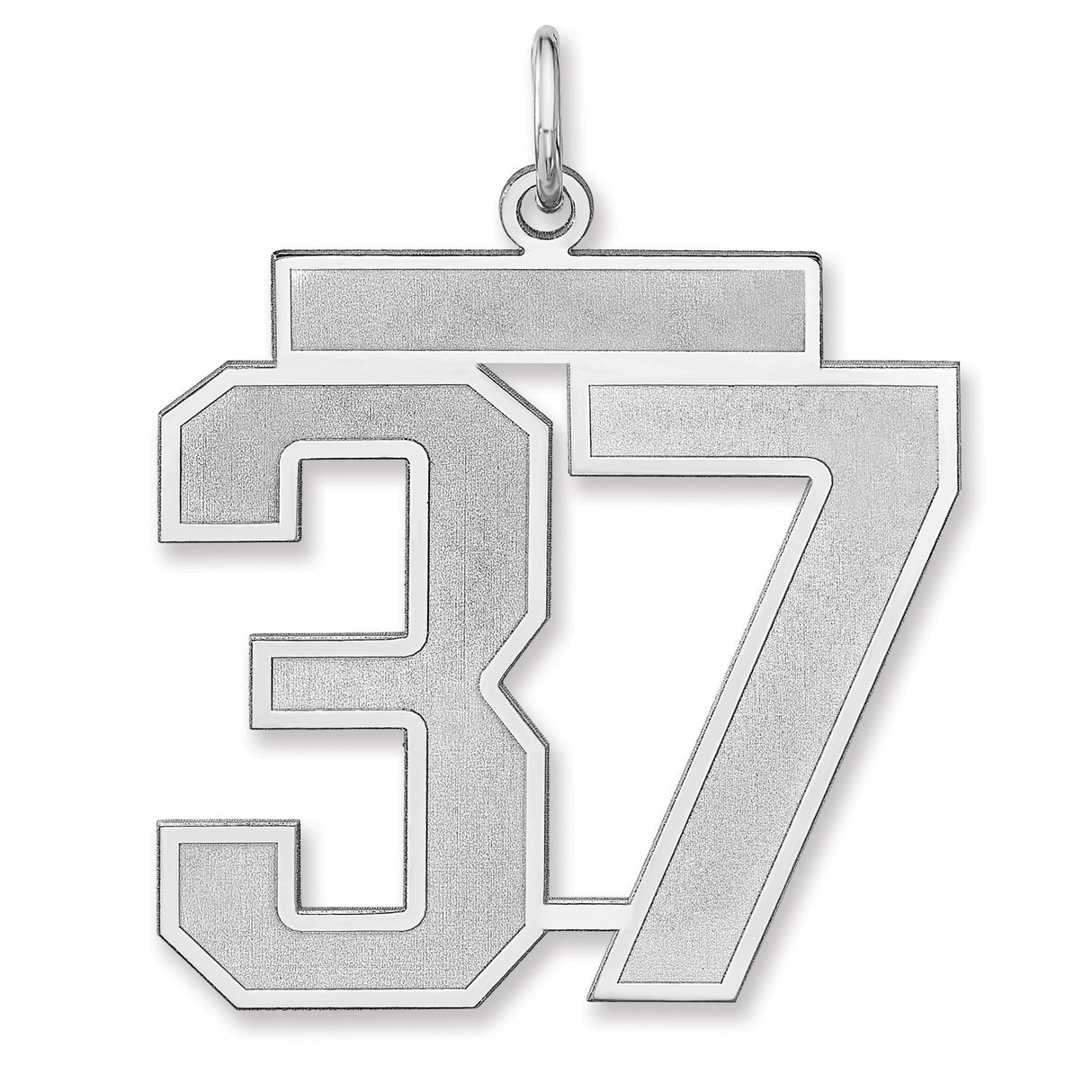 Satin Number 37 Charm Pendant in Real 925 Sterling Silver